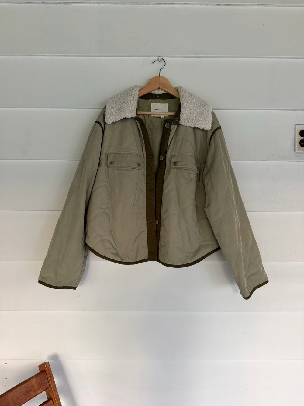 Anthropologie Quilted Sherpa Collar Jacket